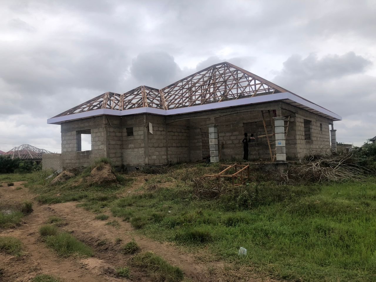 Timber roof framing on a family home